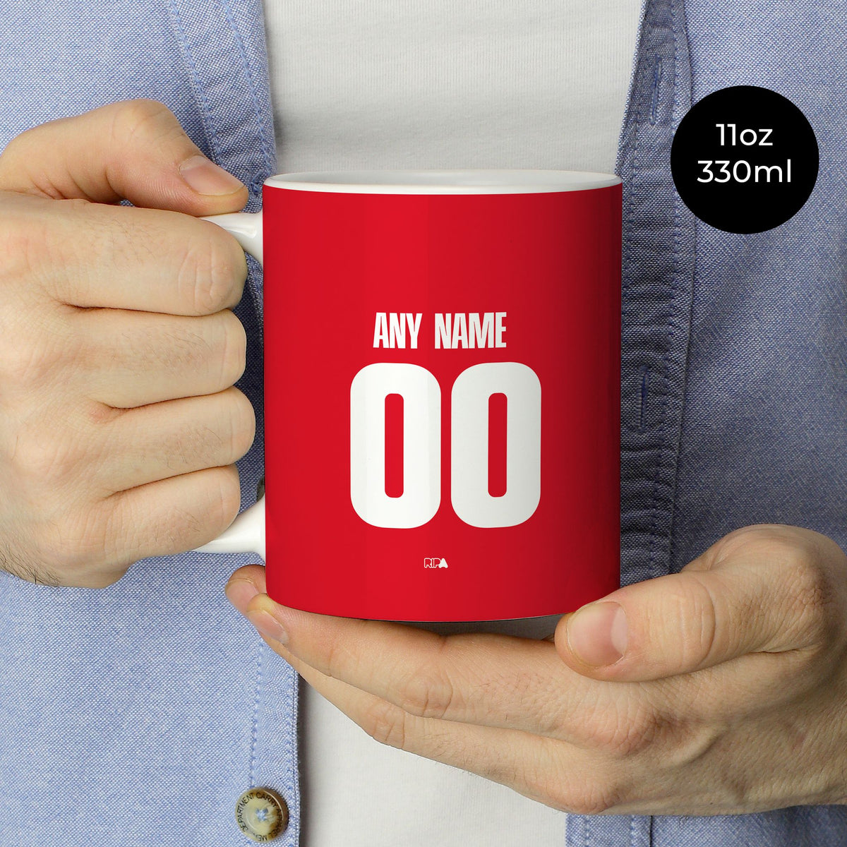 Mug with the FC Köln 2024-25 Away football shirt design by RIPA Football