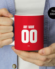 Mug with the FC Köln 2024-25 Away football shirt design by RIPA Football