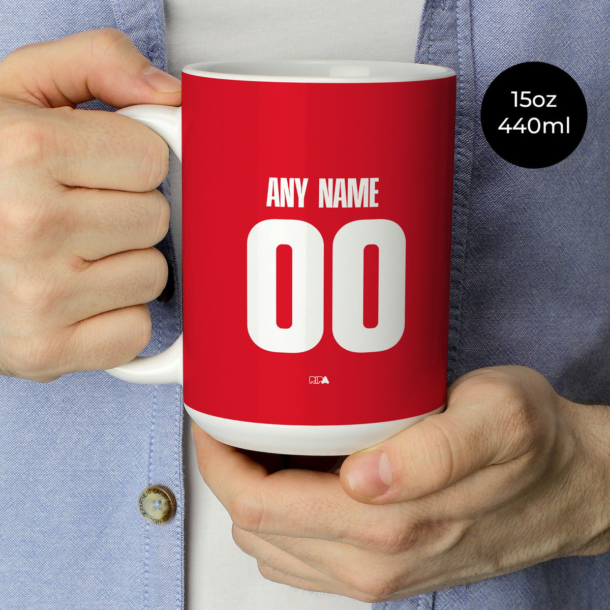 Mug with the FC Köln 2024-25 Away football shirt design by RIPA Football