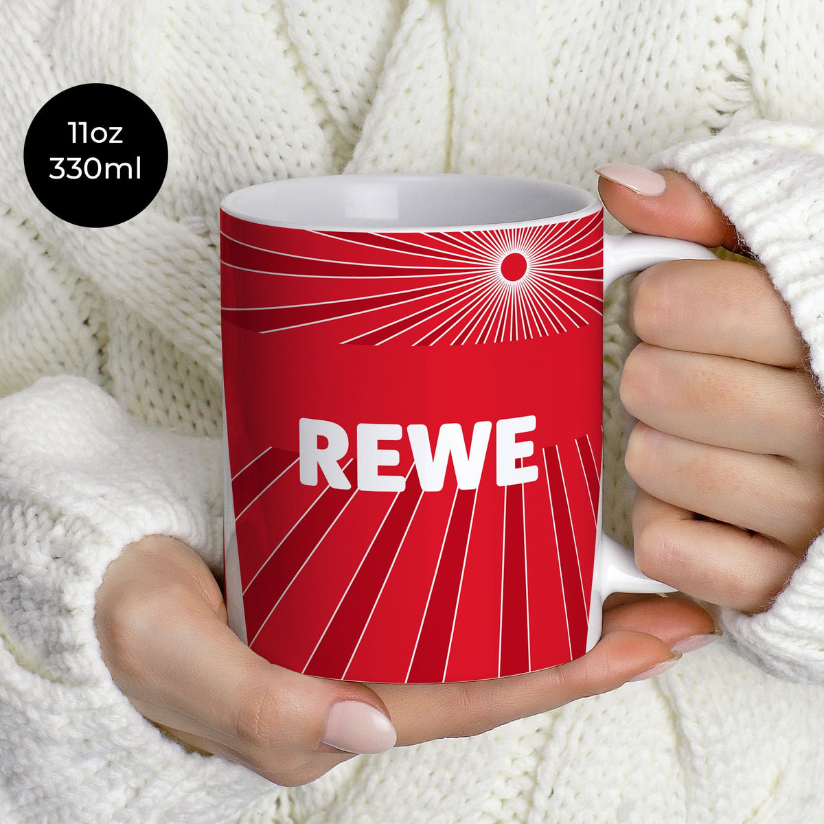 Mug with the FC Köln 2024-25 Away football shirt design by RIPA Football
