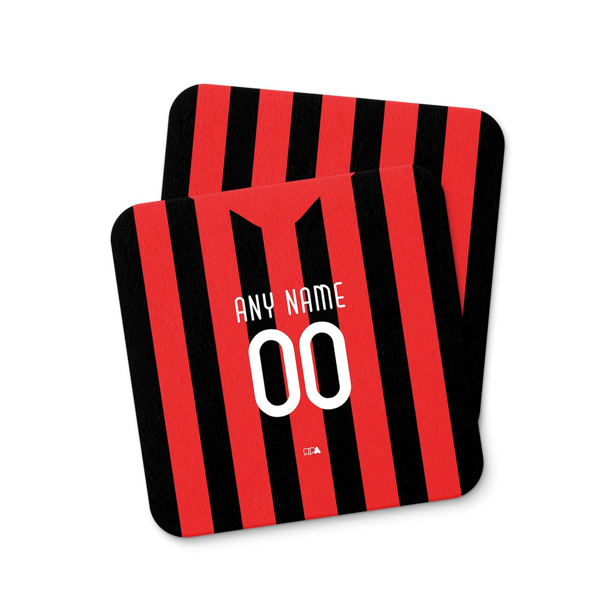 Coaster with the AC Milan 2009-10 Home football shirt design by RIPA Football