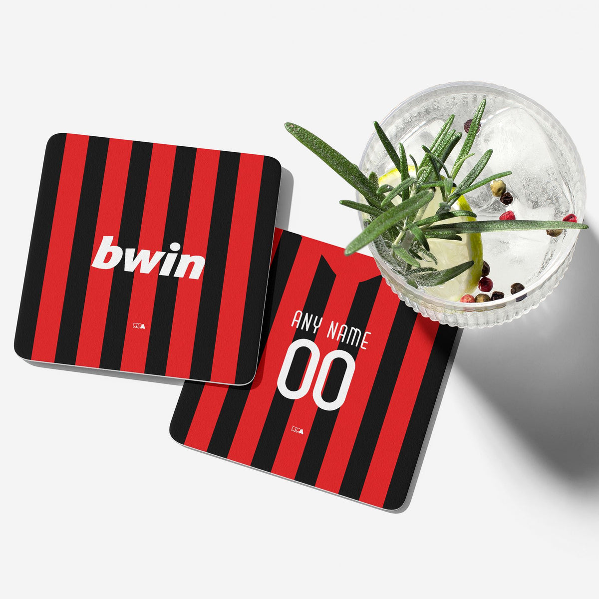 Coaster with the AC Milan 2009-10 Home football shirt design by RIPA Football