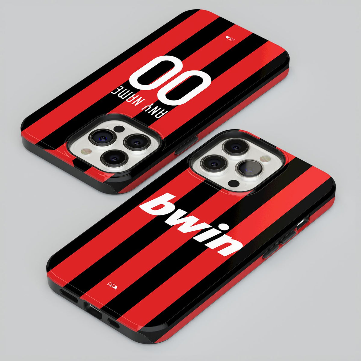 Phone case with the AC Milan 2009-10 Home football shirt design by RIPA Football