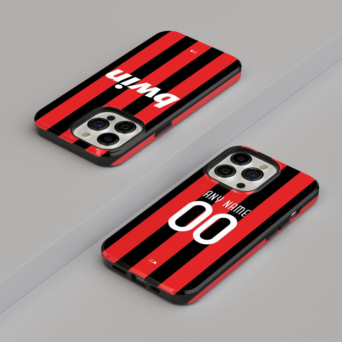 Phone case with the AC Milan 2009-10 Home football shirt design by RIPA Football