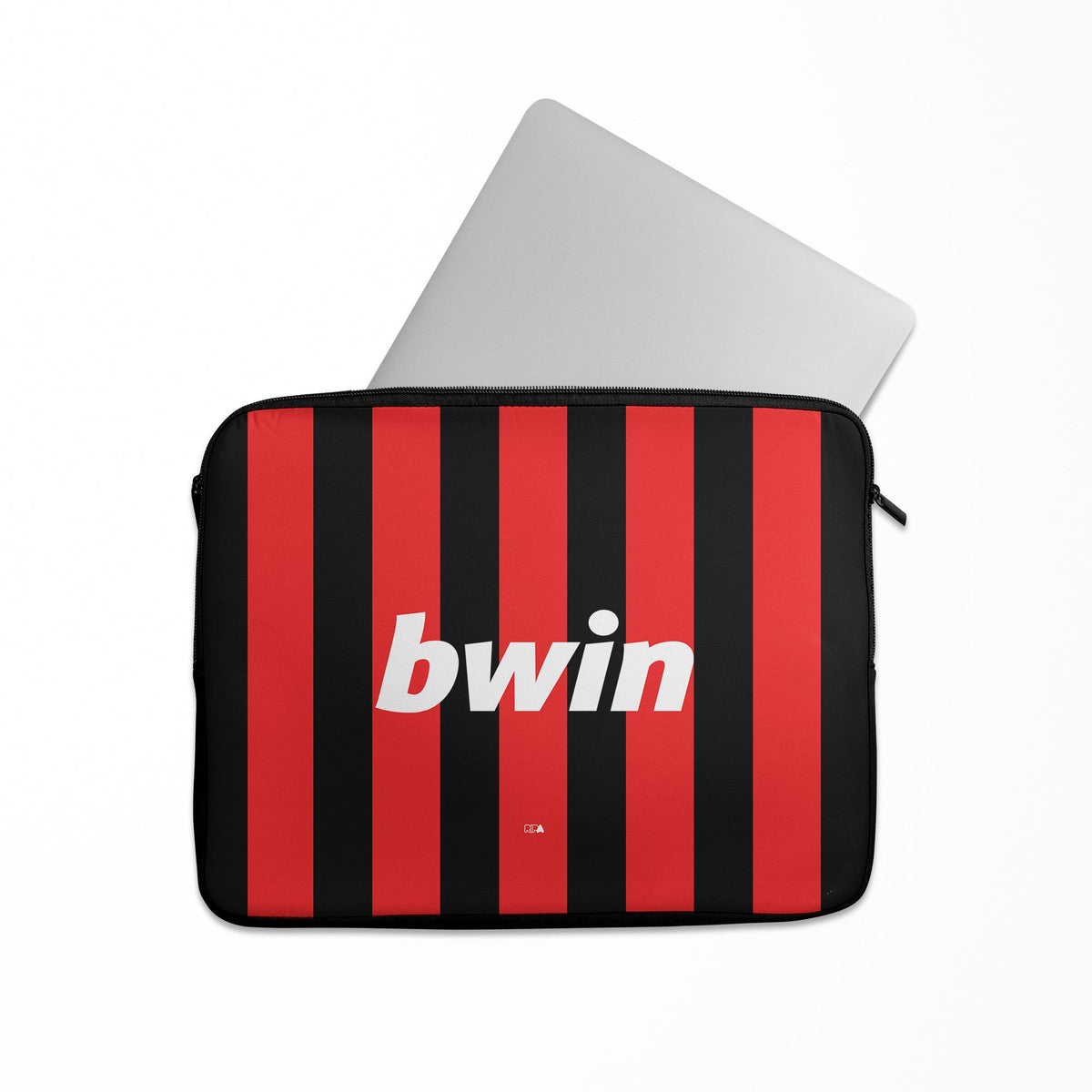 Laptop sleeve with the AC Milan 2009-10 Home football shirt design by RIPA Football