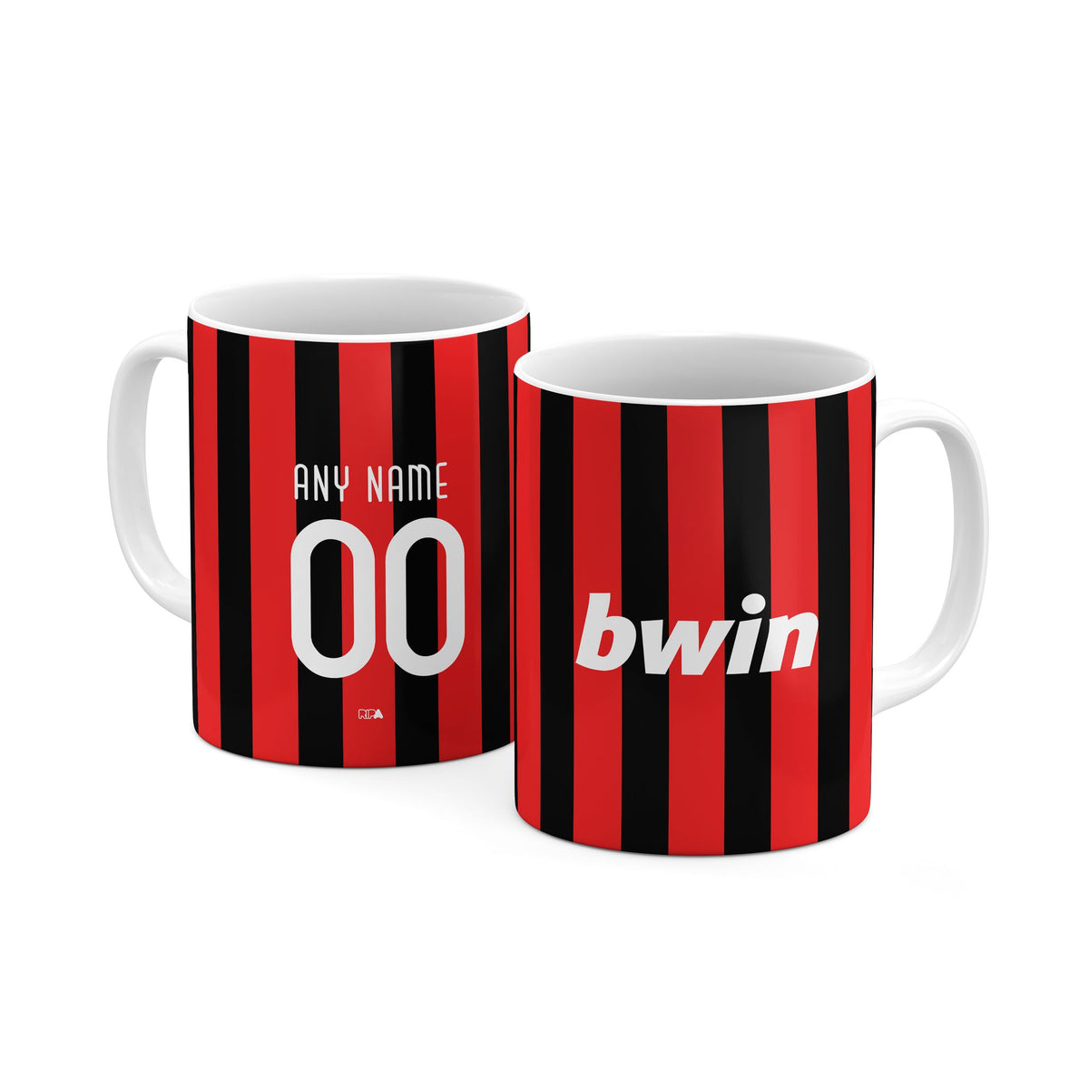 Mug with the AC Milan 2009-10 Home football shirt design by RIPA Football