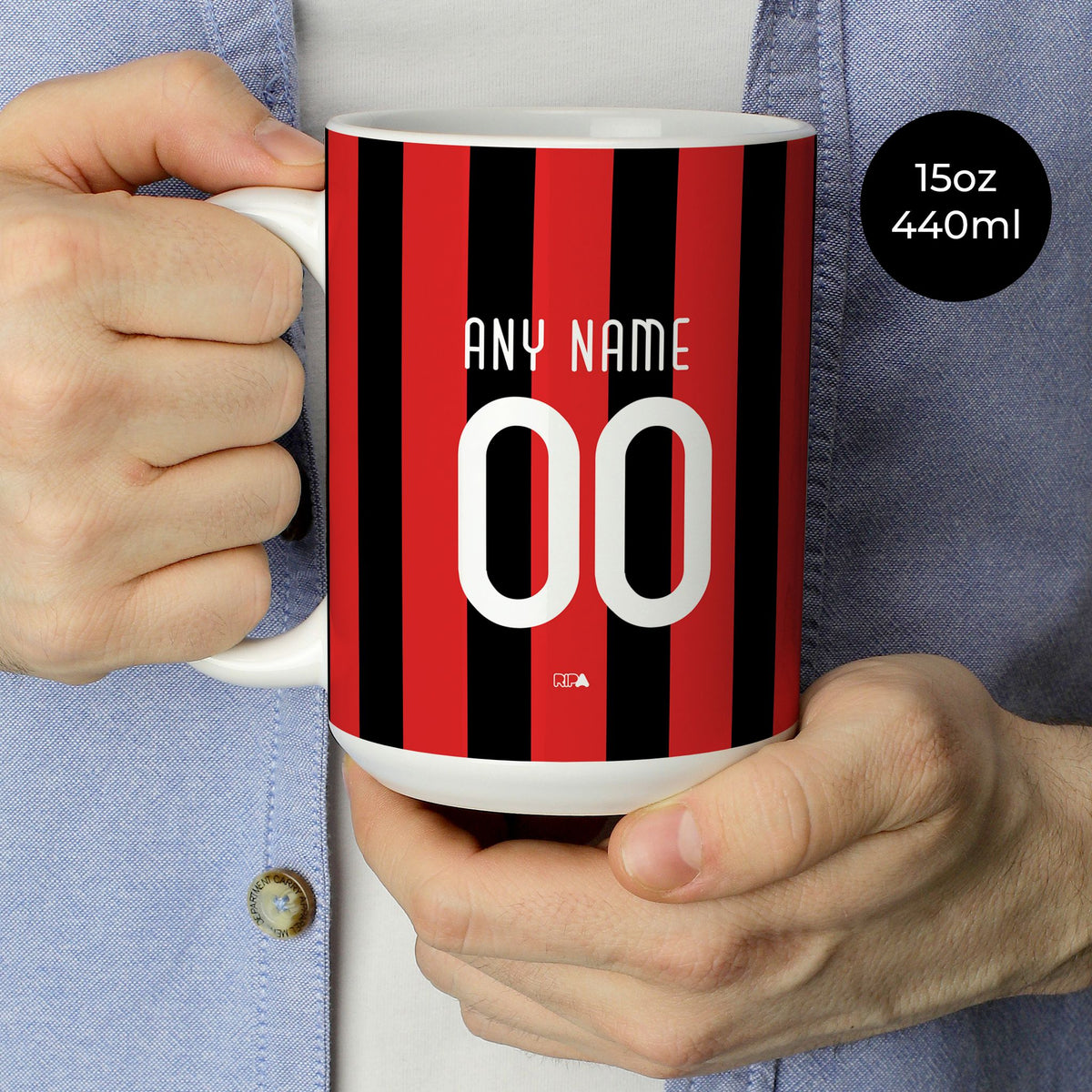 Mug with the AC Milan 2009-10 Home football shirt design by RIPA Football