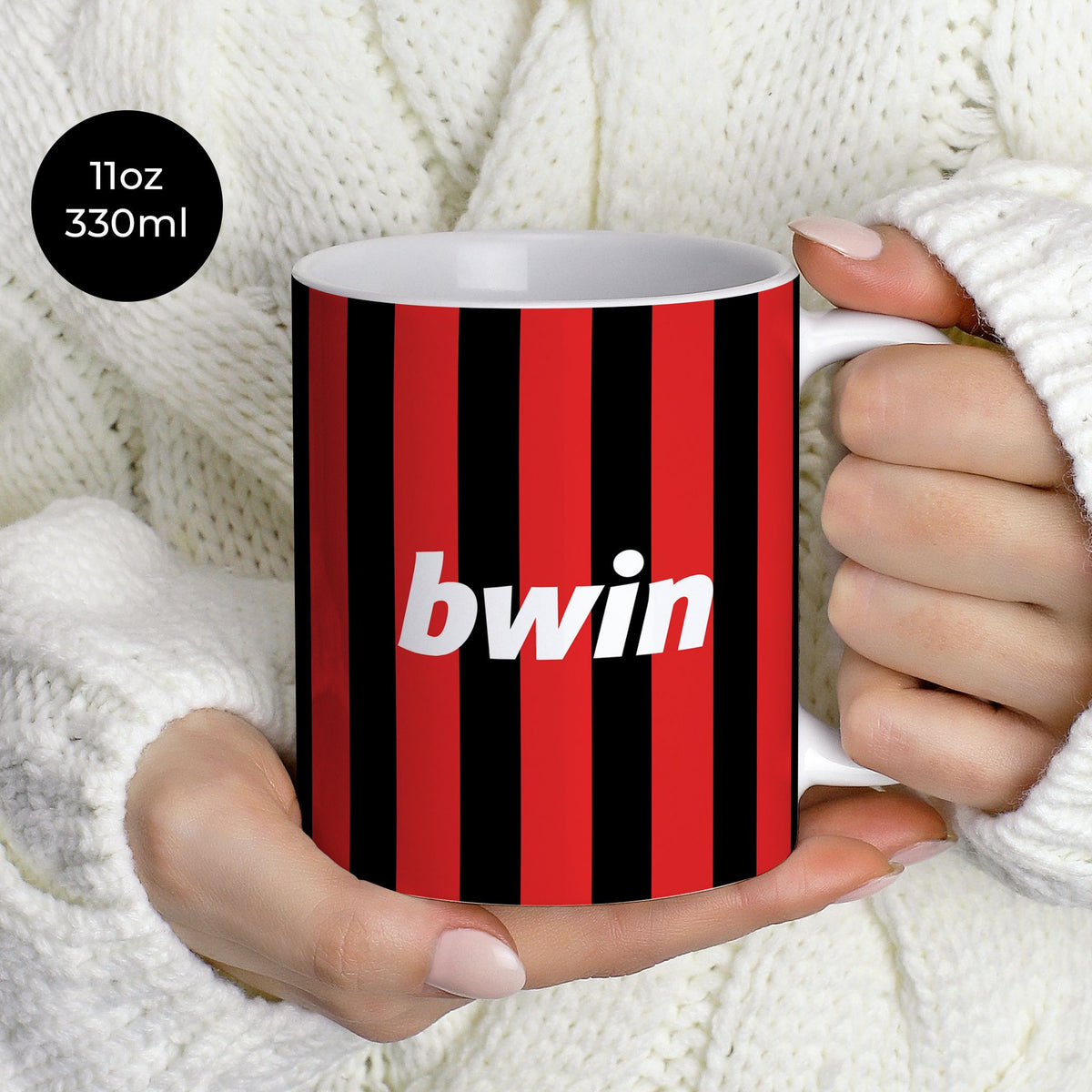 Mug with the AC Milan 2009-10 Home football shirt design by RIPA Football