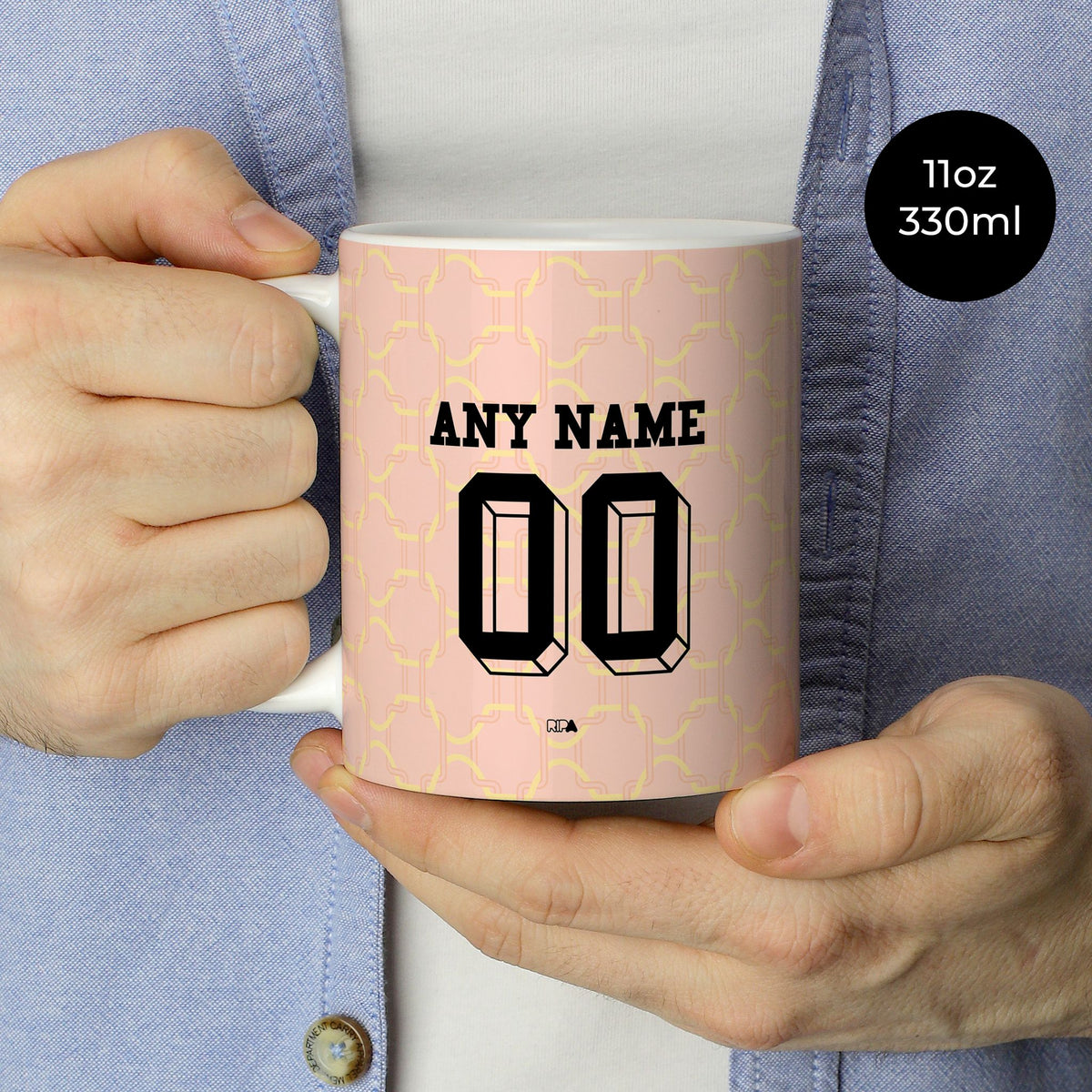 Mug with the AC Milan 2025-26 Prematch football shirt design by RIPA Football