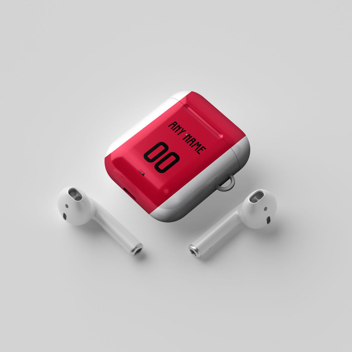 AirPods case with the Ajax 2024-25 Home football shirt design by RIPA Football