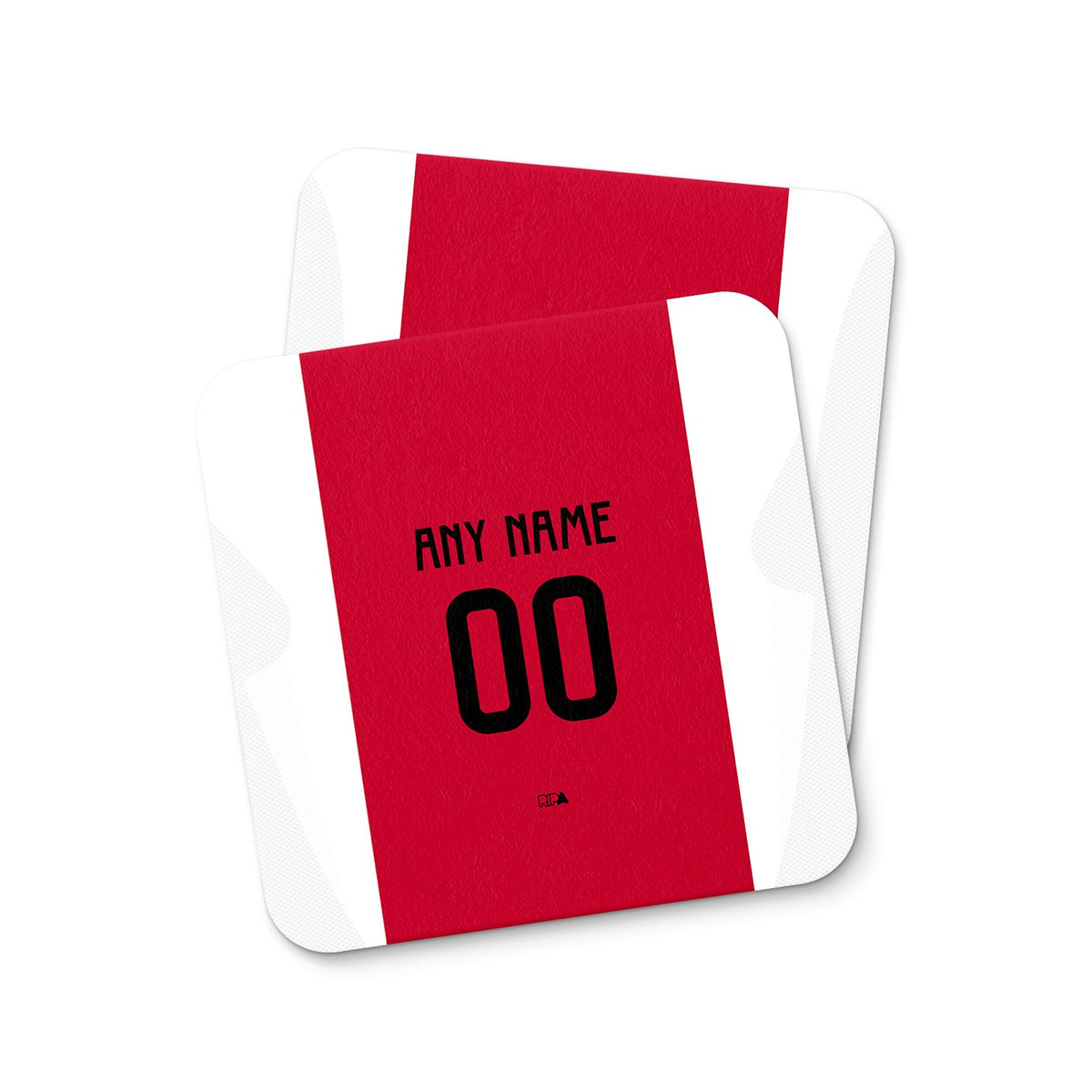 Coaster with the Ajax 2024-25 Home football shirt design by RIPA Football