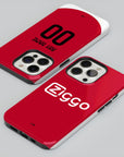 Phone case with the Ajax 2024-25 Home football shirt design by RIPA Football
