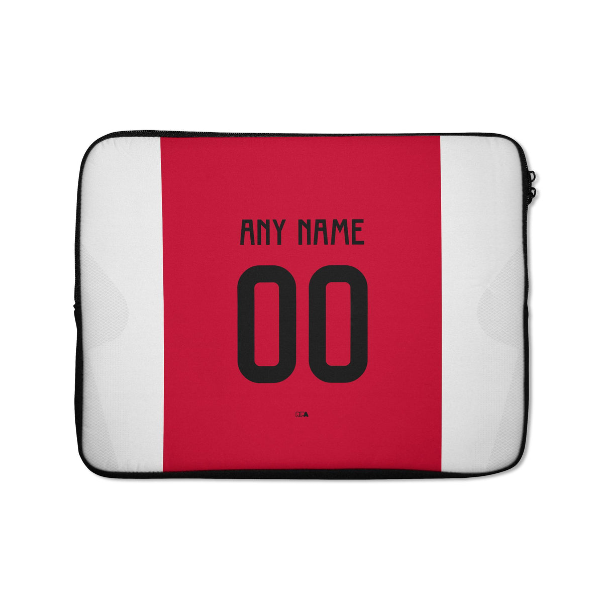 Laptop sleeve with the Ajax 2024-25 Home football shirt design by RIPA Football