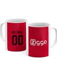 Mug with the Ajax 2024-25 Home football shirt design by RIPA Football