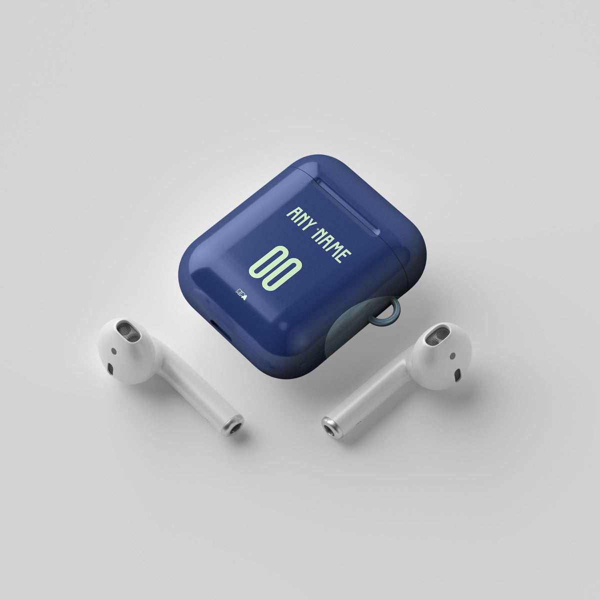 AirPods case with the Ajax 2025-26 Away football shirt design by RIPA Football