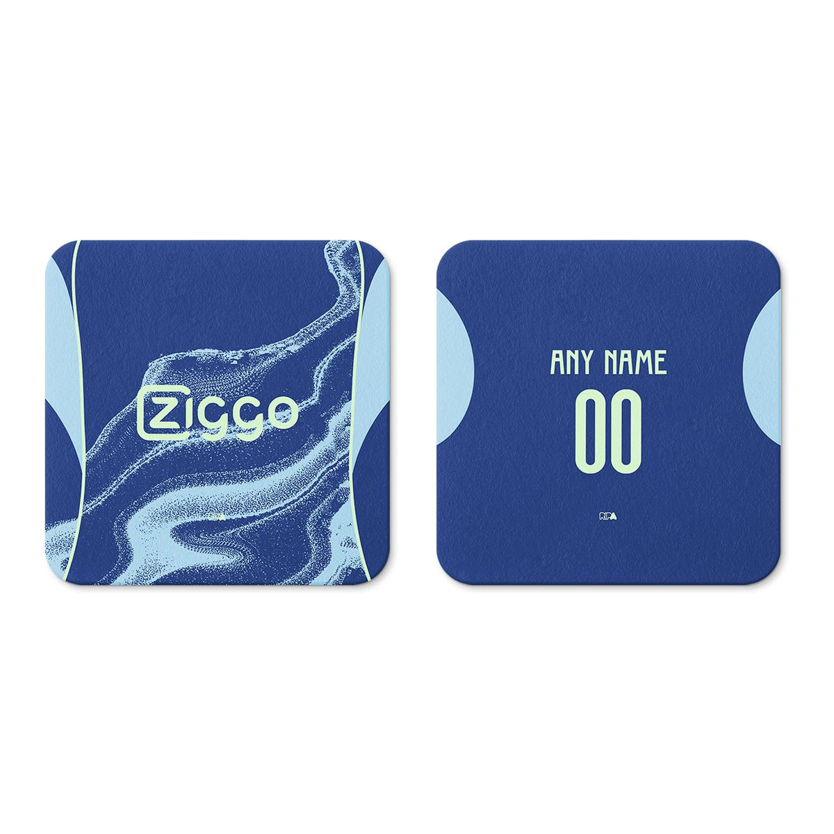 Coaster with the Ajax 2025-26 Away football shirt design by RIPA Football