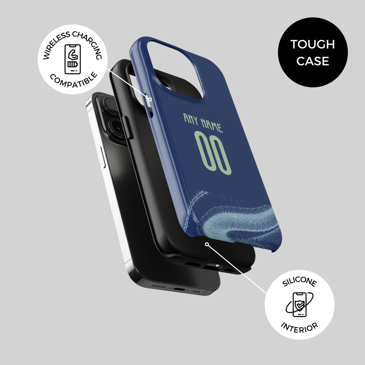 Phone case with the Ajax 2025-26 Away football shirt design by RIPA Football