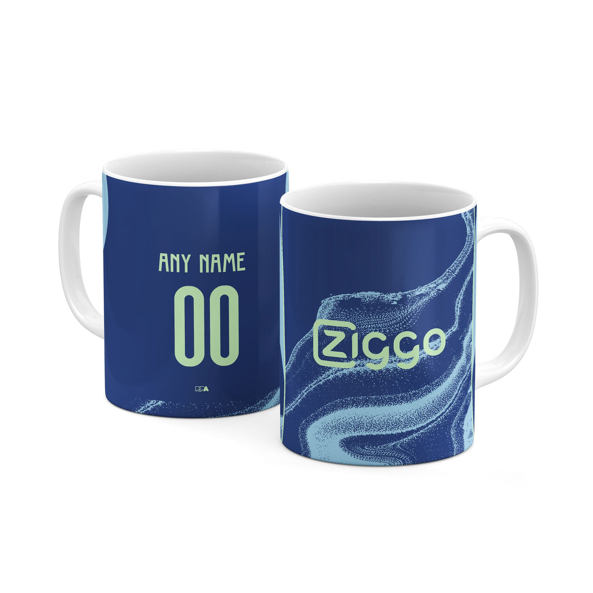 Mug with the Ajax 2025-26 Away football shirt design by RIPA Football