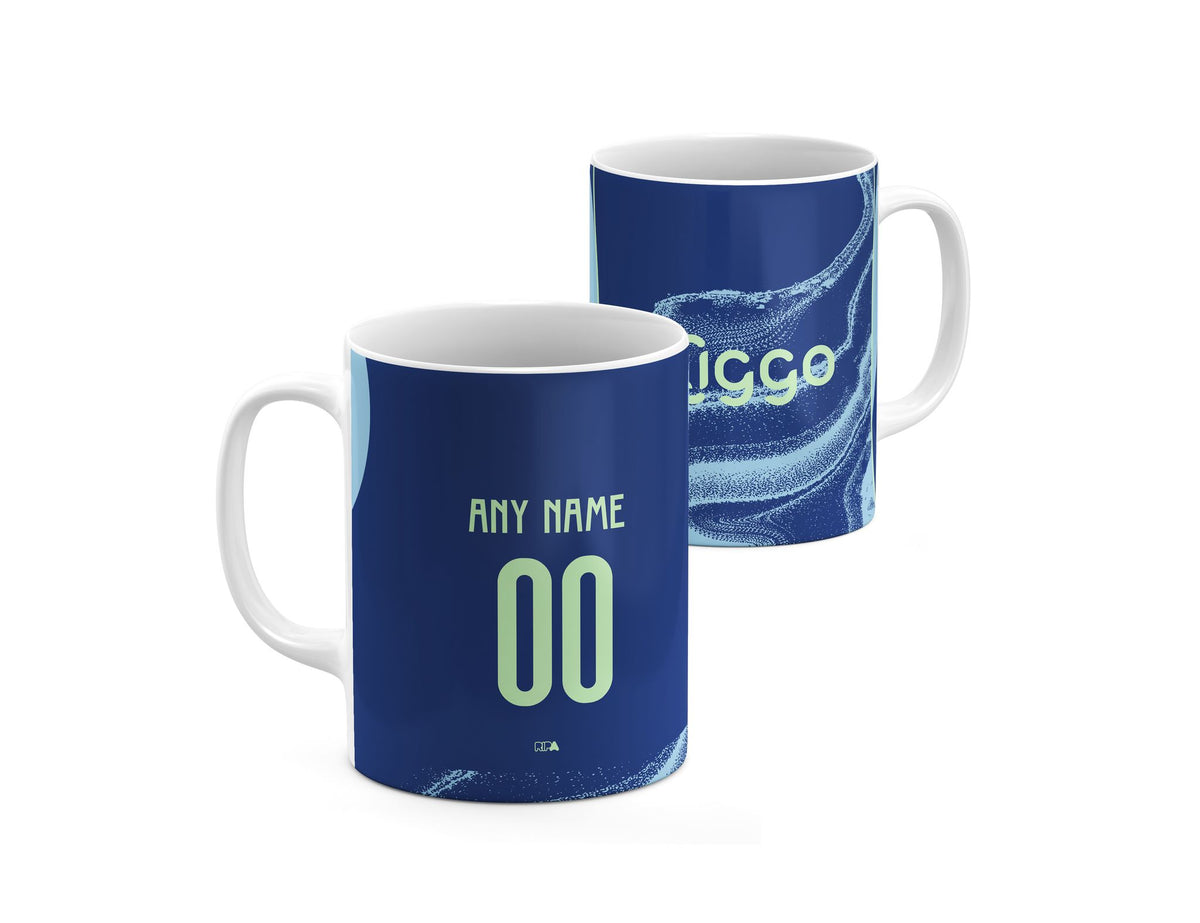 Mug with the Ajax 2025-26 Away football shirt design by RIPA Football