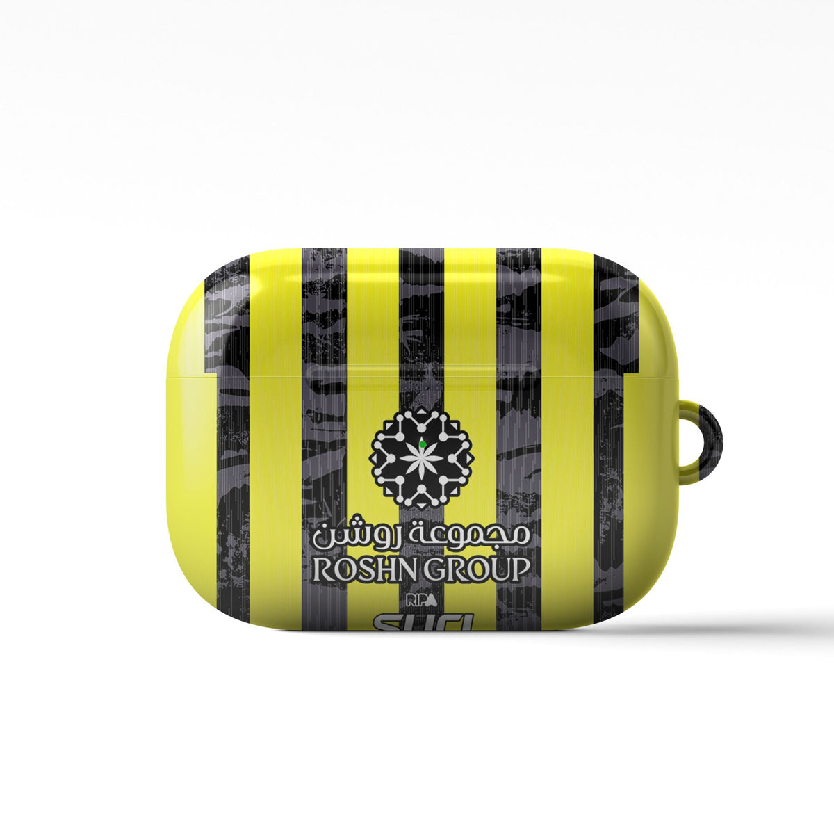 AirPods case with the Al-Ittihad 2025-26 Home football shirt design by RIPA Football