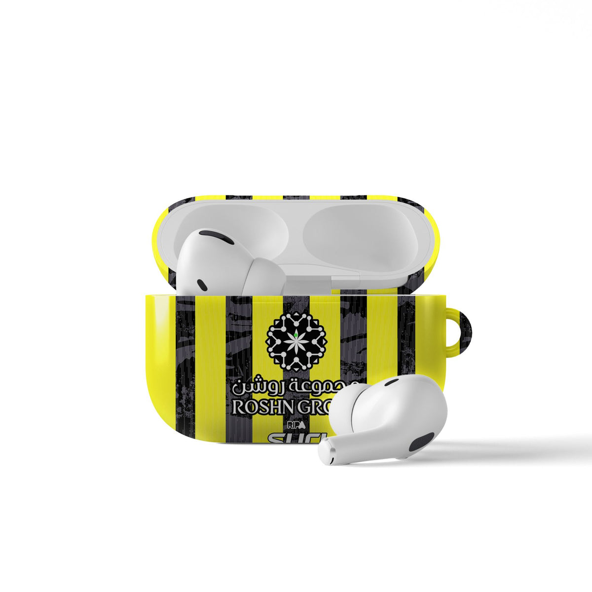 AirPods case with the Al-Ittihad 2025-26 Home football shirt design by RIPA Football