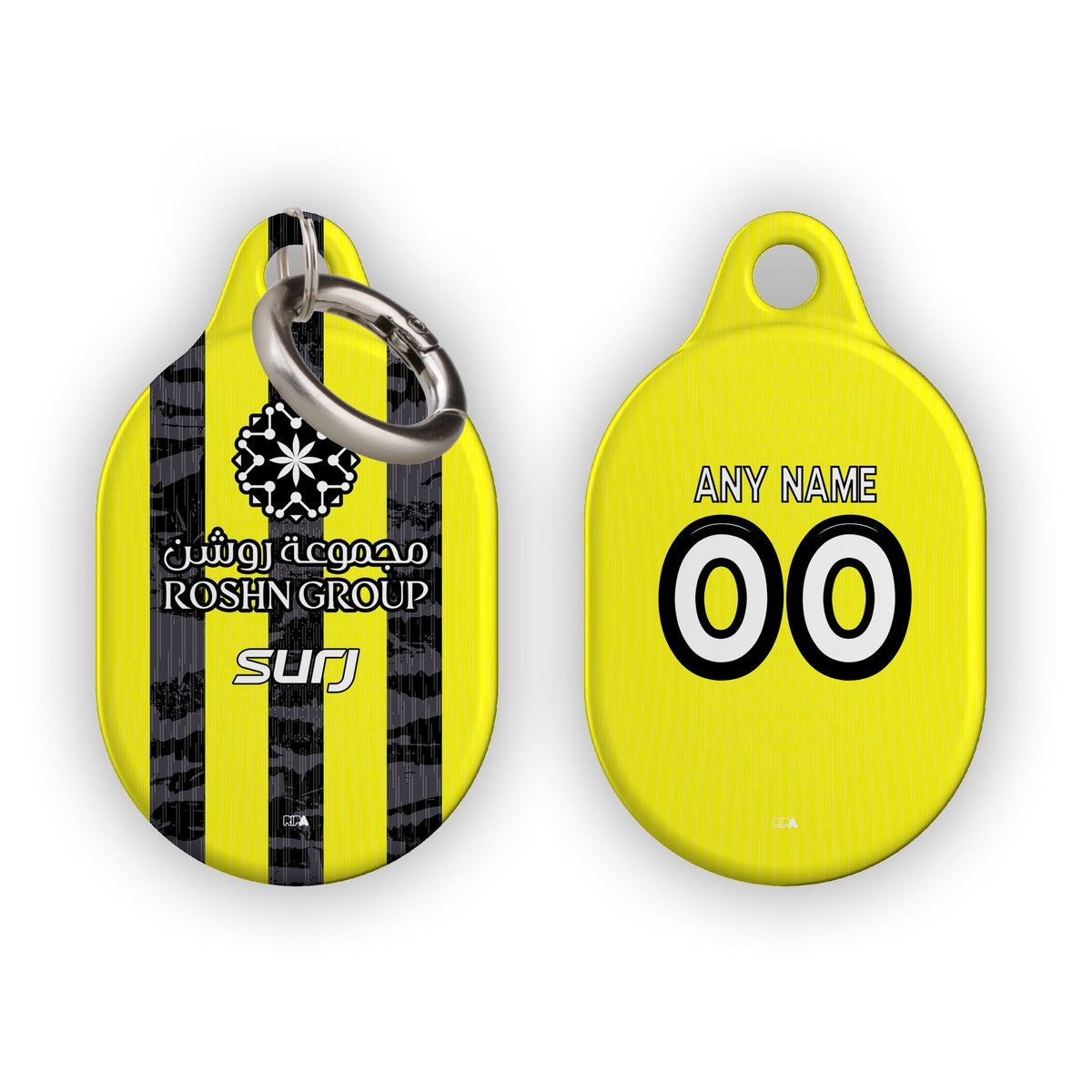 AirTag holder with the Al-Ittihad 2025-26 Home football shirt design by RIPA Football