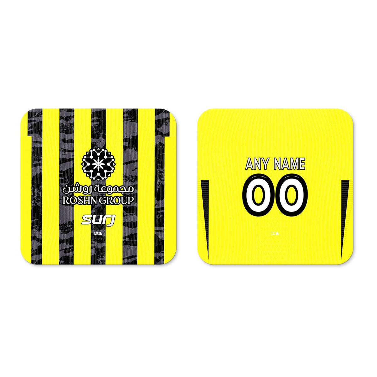 Coaster with the Al-Ittihad 2025-26 Home football shirt design by RIPA Football