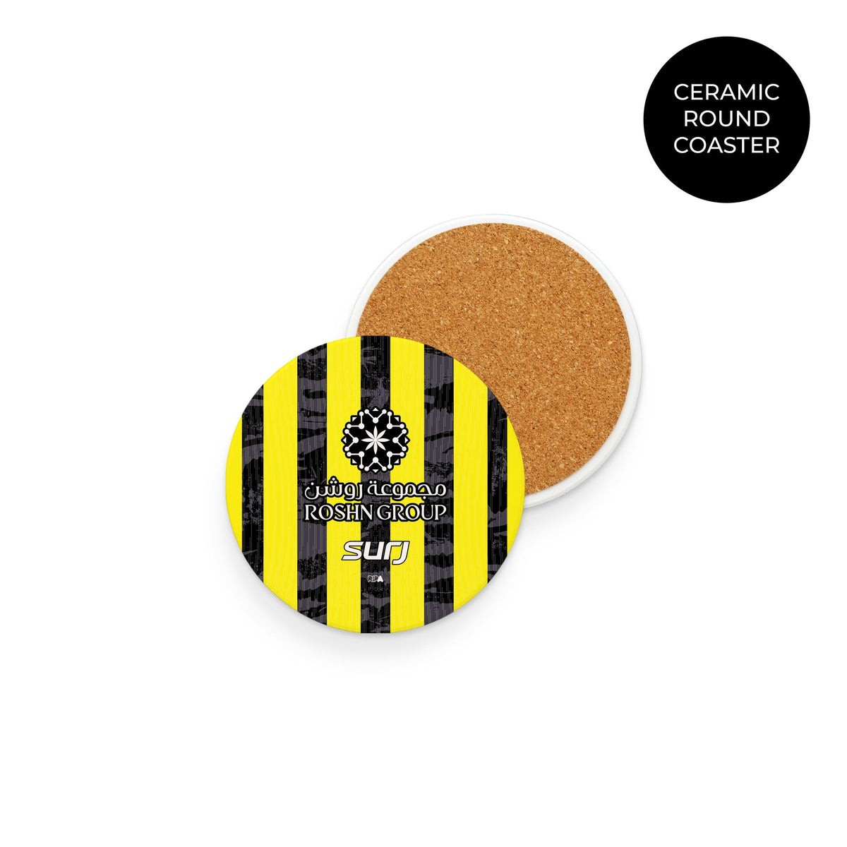 Coaster with the Al-Ittihad 2025-26 Home football shirt design by RIPA Football