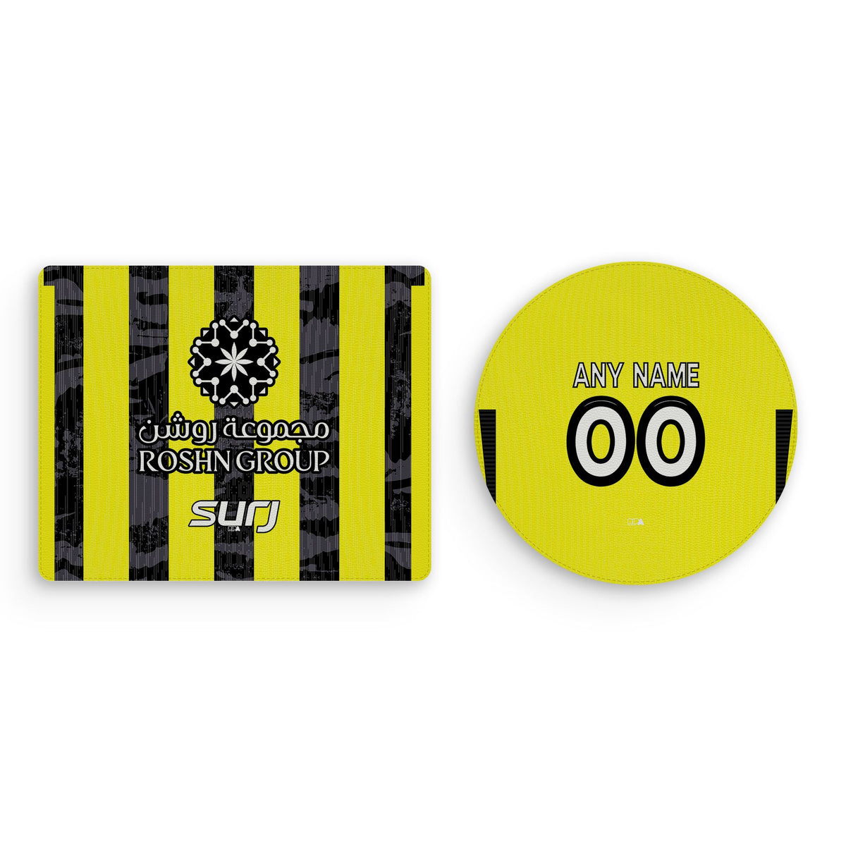 Mouse pad with the Al-Ittihad 2025-26 Home football shirt design by RIPA Football