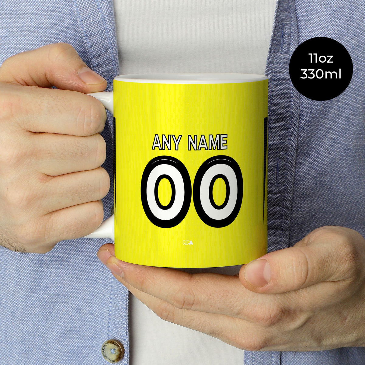 Mug with the Al-Ittihad 2025-26 Home football shirt design by RIPA Football