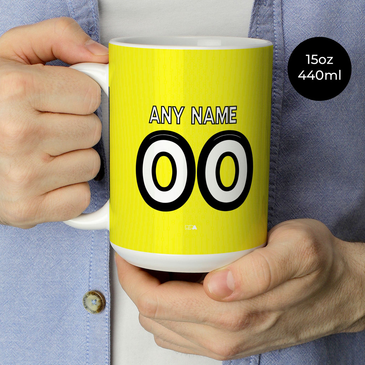 Mug with the Al-Ittihad 2025-26 Home football shirt design by RIPA Football
