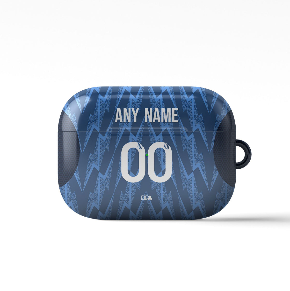 AirPods case with the Arsenal 2025-26 Away football shirt design by RIPA Football