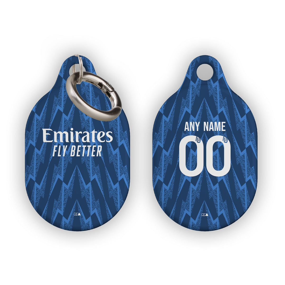 AirTag holder with the Arsenal 2025-26 Away football shirt design by RIPA Football