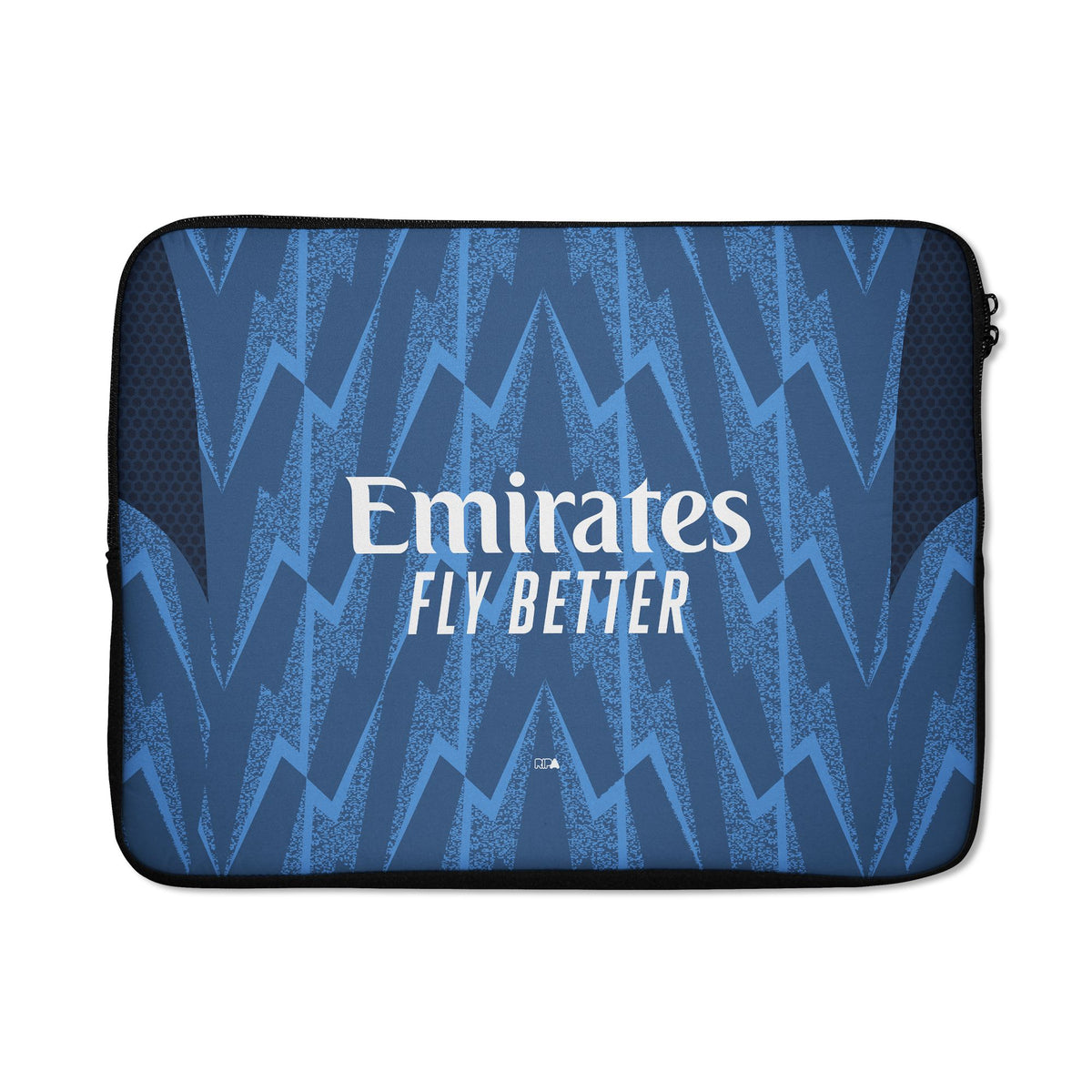 Laptop sleeve with the Arsenal 2025-26 Away football shirt design by RIPA Football