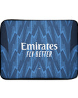 Laptop sleeve with the Arsenal 2025-26 Away football shirt design by RIPA Football