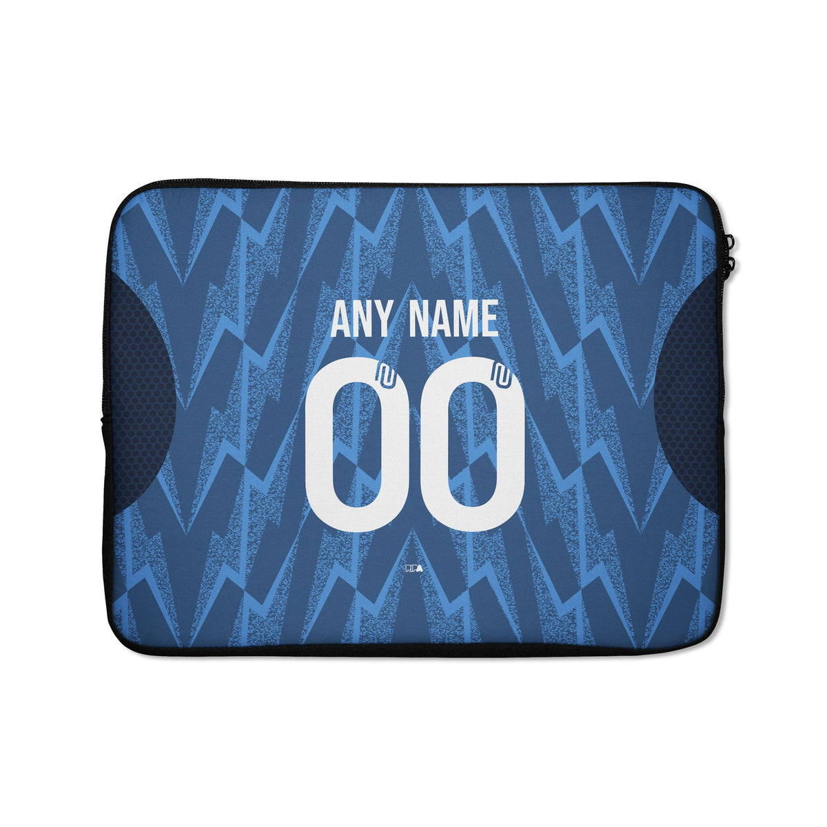 Laptop sleeve with the Arsenal 2025-26 Away football shirt design by RIPA Football