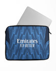 Laptop sleeve with the Arsenal 2025-26 Away football shirt design by RIPA Football