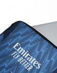 Laptop sleeve with the Arsenal 2025-26 Away football shirt design by RIPA Football
