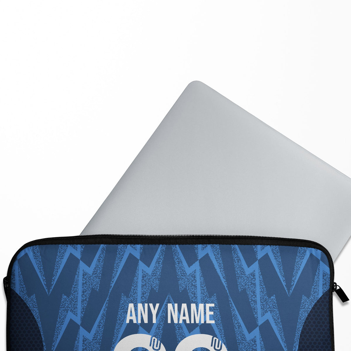 Laptop sleeve with the Arsenal 2025-26 Away football shirt design by RIPA Football