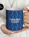 Mug with the Arsenal 2025-26 Away football shirt design by RIPA Football