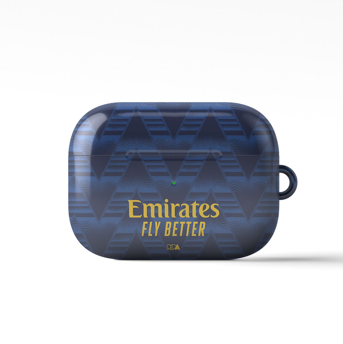 AirPods case with the Arsenal 2026-27 Away football shirt design by RIPA Football