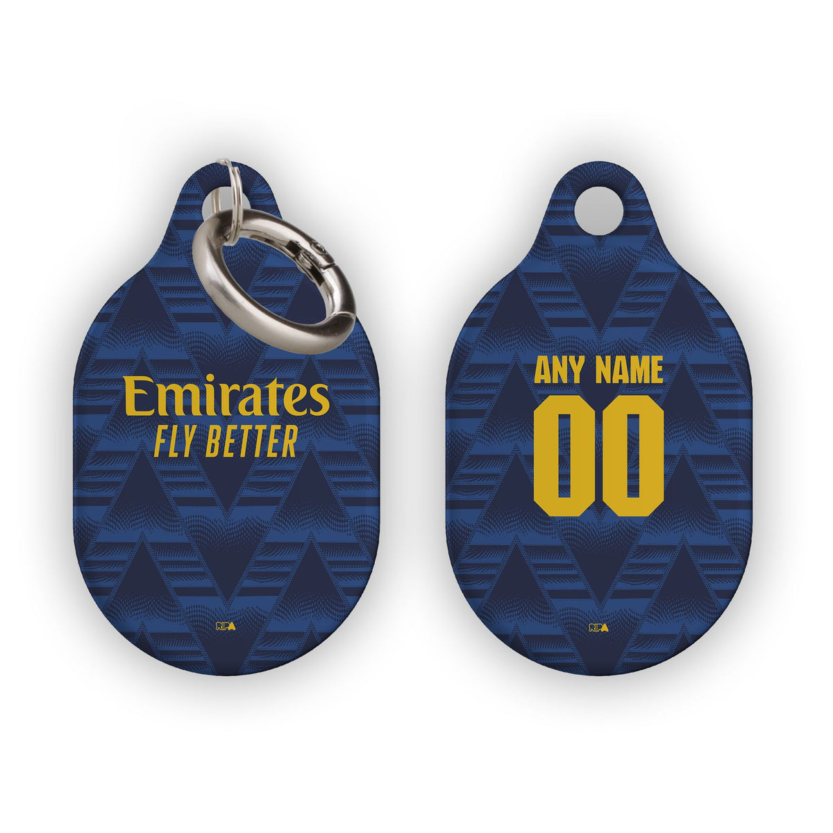 AirTag holder with the Arsenal 2026-27 Away football shirt design by RIPA Football