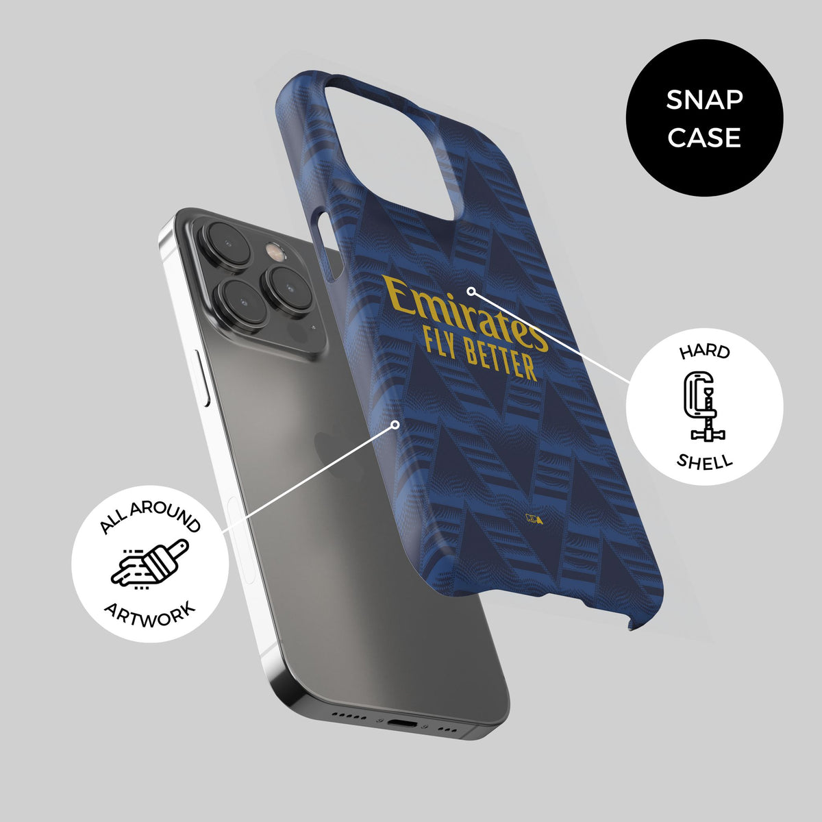 Phone case with the Arsenal 2026-27 Away football shirt design by RIPA Football