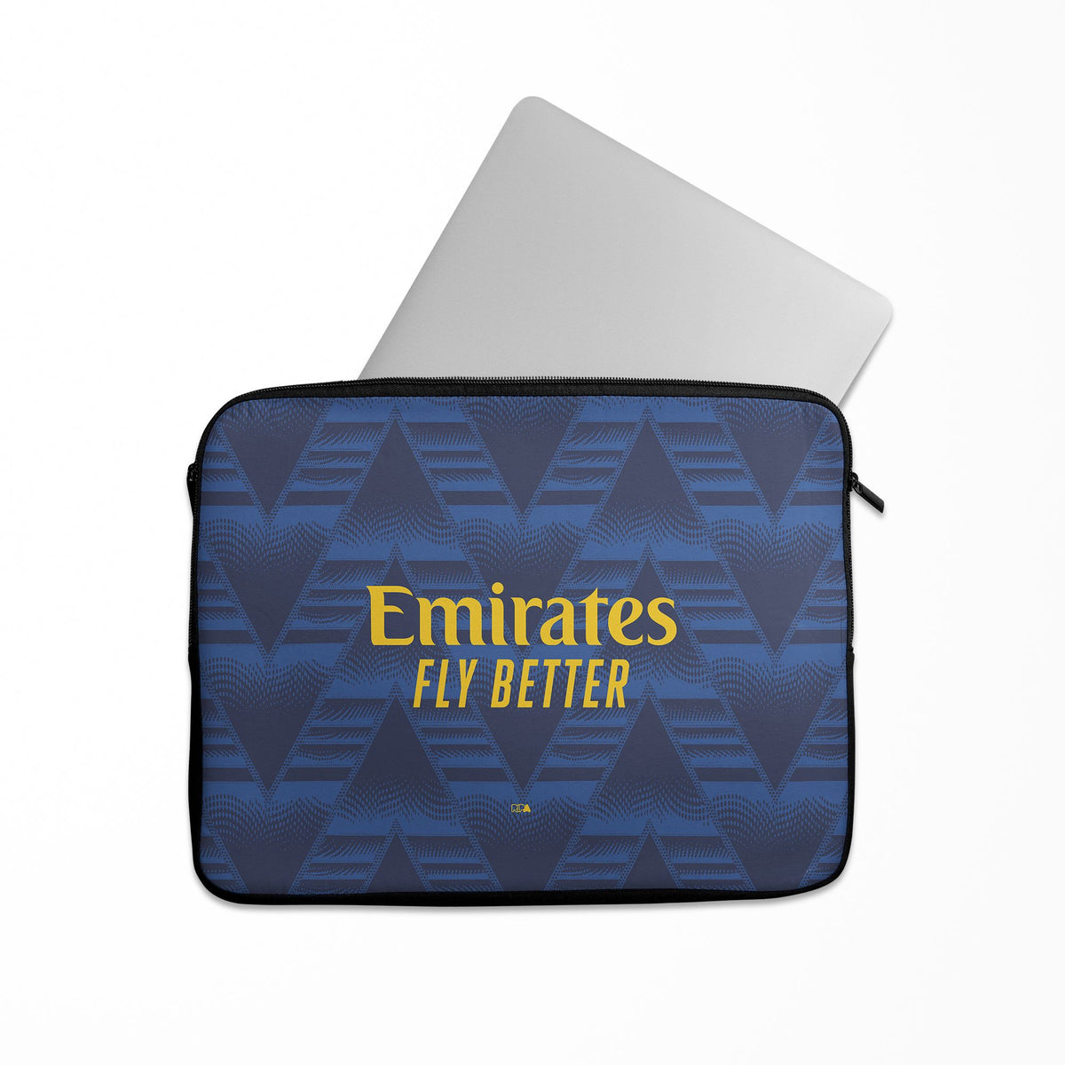 Laptop sleeve with the Arsenal 2026-27 Away football shirt design by RIPA Football