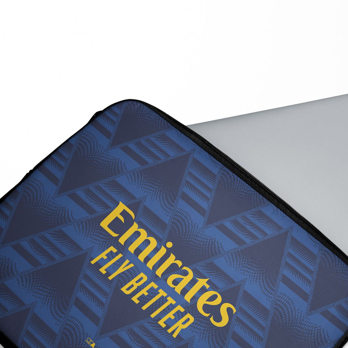 Laptop sleeve with the Arsenal 2026-27 Away football shirt design by RIPA Football