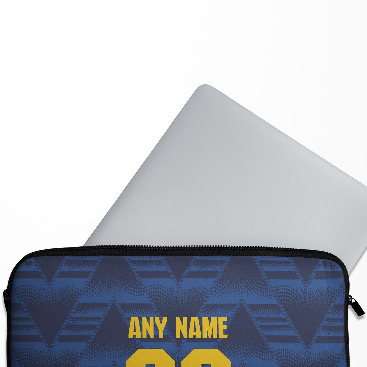 Laptop sleeve with the Arsenal 2026-27 Away football shirt design by RIPA Football