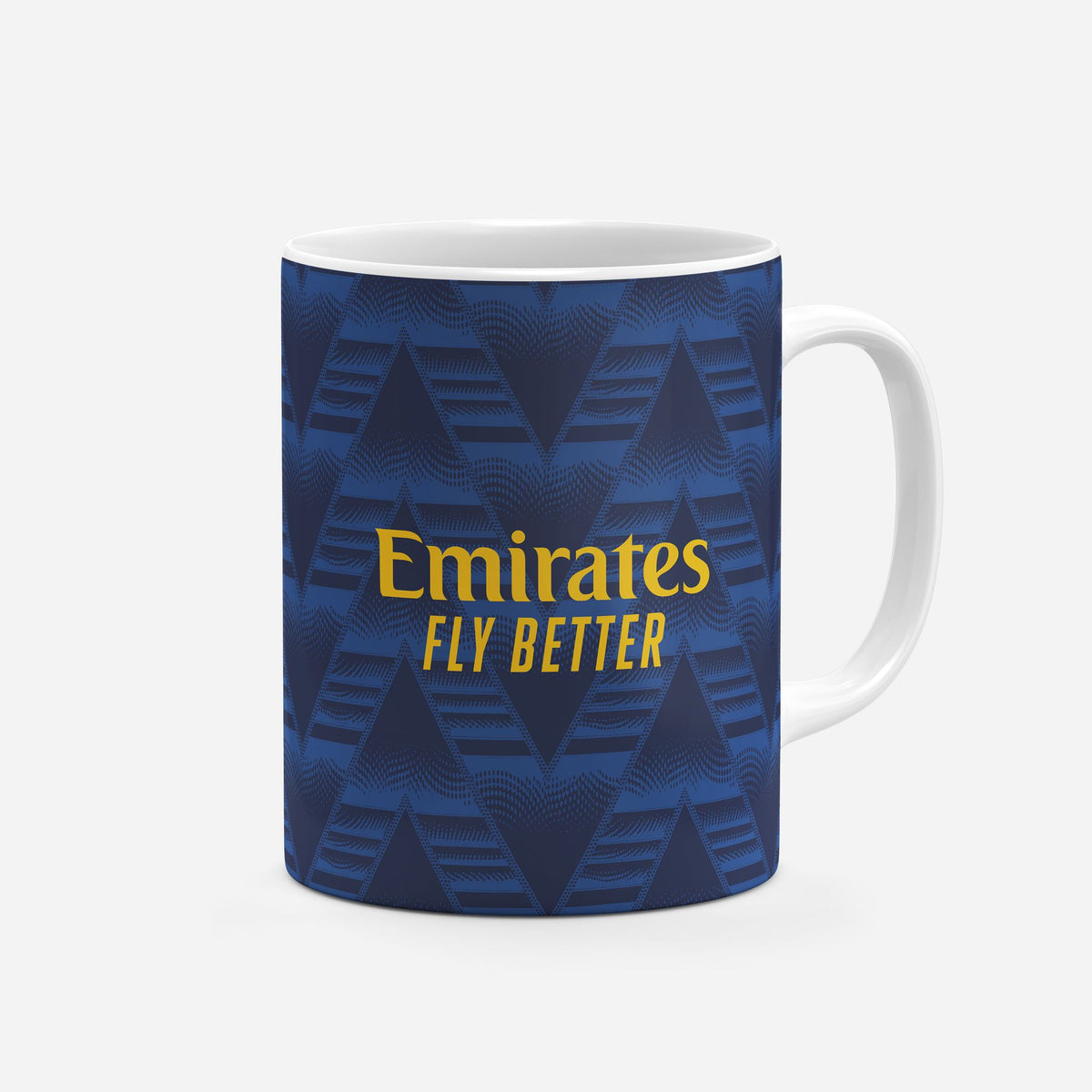 Mug with the Arsenal 2026-27 Away football shirt design by RIPA Football