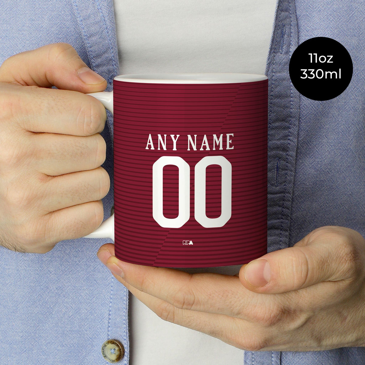 Mug with the Roma 2016-17 Home football shirt design by RIPA Football