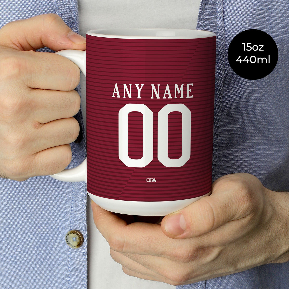 Mug with the Roma 2016-17 Home football shirt design by RIPA Football