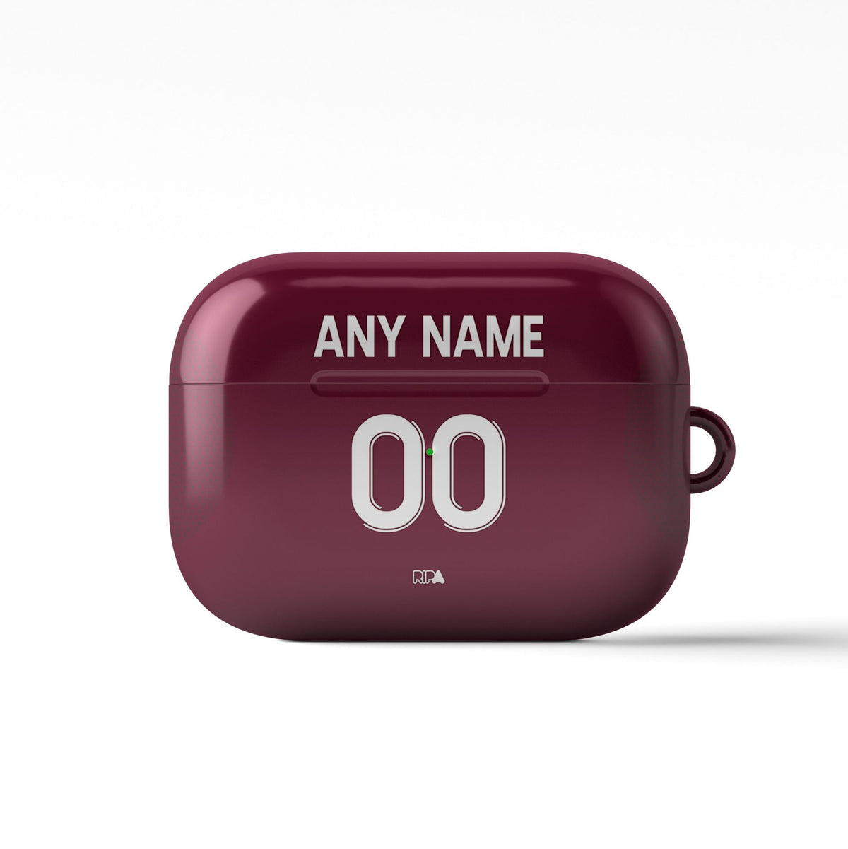 AirPods case with the Aston Villa 2025-26 Home football shirt design by RIPA Football